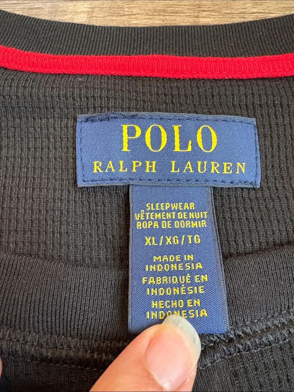 Polo by Ralph Lauren Waffle Knit Henley Top Men’s XL Black Sleepwear NWT